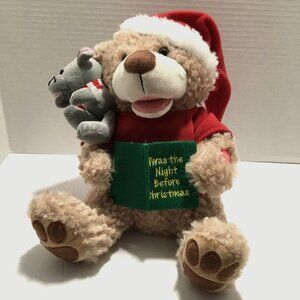 PBC International Twas The Night Before Christmas Plush Bear Battery Operated
